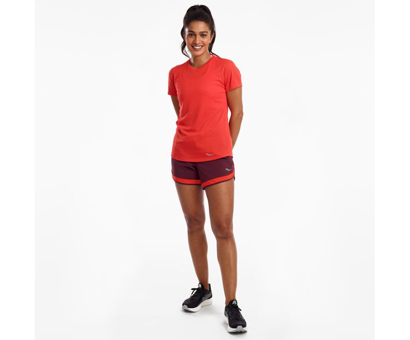 Women's Saucony Stopwatch Short Sleeve Shirts Red | Singapore 301GSOL